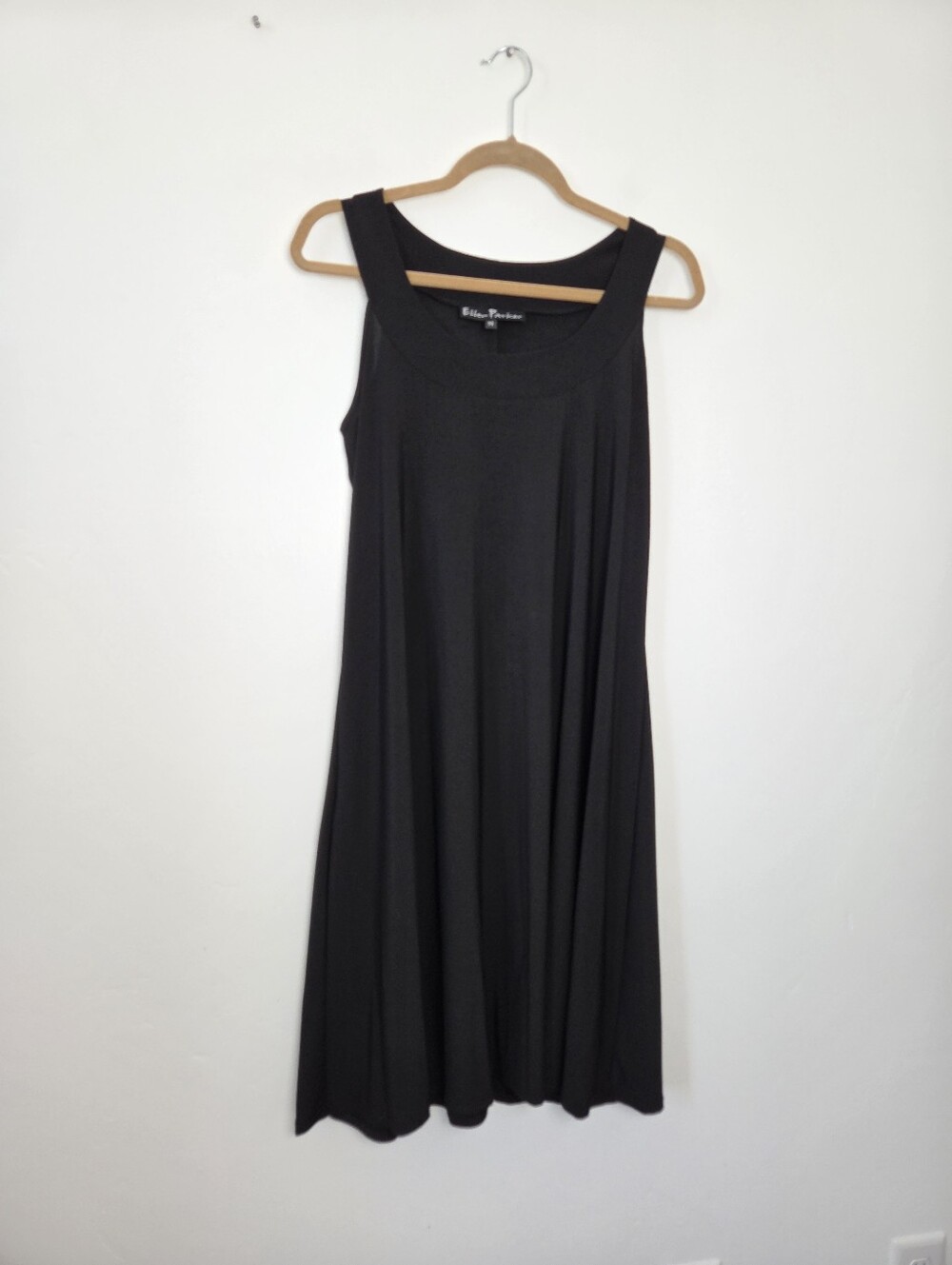 Ellen Parker Black Sleeveless Midi Dress Swing Casual LBD Beach Date Night Mediu